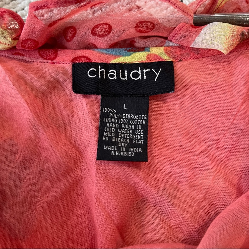 Chaudry women’s sequin beaded Floral Pink and Red Dress L - Picture 4 of 4